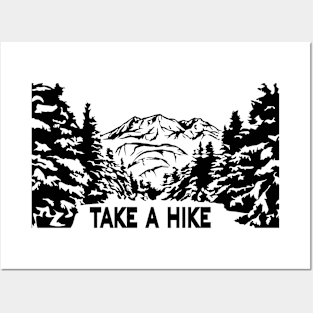 Take a Hike monochrome mountain landscape Posters and Art